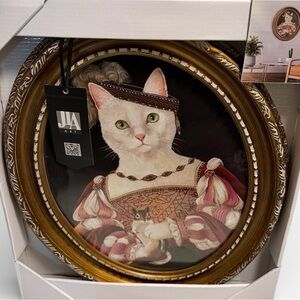 New Carol Lew Royal Queen Cat Wall Art Vintage Portrait Framed 14x17”